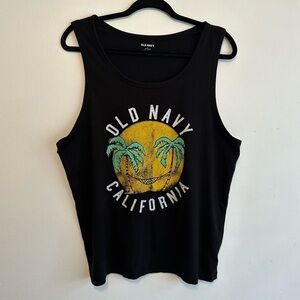 Old Navy Men’s Black Tank Sun And Palm L Large California Beach Tropical